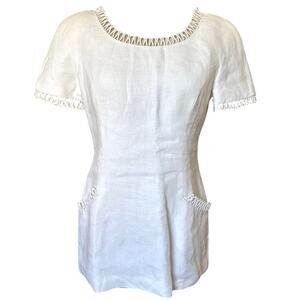 Vintage 60s Scaasi Dresses White Linen Micro Mini Dress Size 10